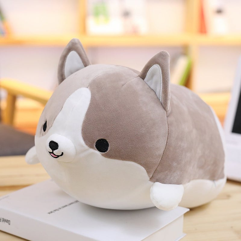 Levenkeness Corgi Dog Plush Pillow  Soft Cute Shiba Inu Akita Stuffed Animals Toy Gifts (Gray  11.8 in) - Image 2