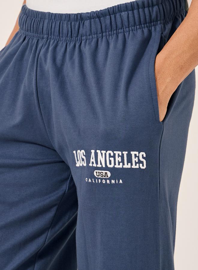 Styli Embroidered Slogan Mid Rise Relaxed Fit Joggers  - Image 3