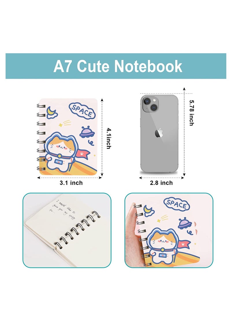 SYOSI Mini Animal Cartoon Pocket Notebook Small Notepad Journal 4 packs Spiral portable note book Blank Paper memo scratch pads Thick Lined with Inner A7 - Image 5