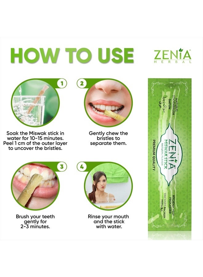 zenia فرشاة أسنان سواك الطبيعية - عصا سواك تقليدية بنكهة طبيعية محكمة الإغلاق - لصحة اللثة والأسنان وتنفس أكثر انتعاشًا (عبوة من 12) - Image 4