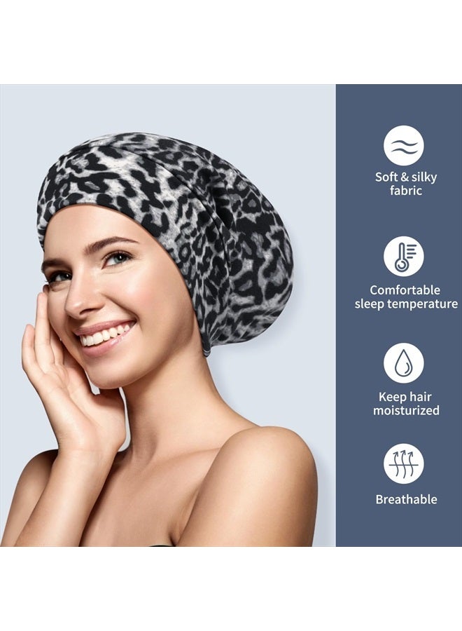 LULUSILK 100% Mulberry Silk Lined Sleep Cap Silk Bonnet for Sleeping, No More Frizzy Tangled Hair, Stay On All Night Adjustable Silk Hair Wrap for Sleeping, Black Leopard, Pack of 1 - Image 5