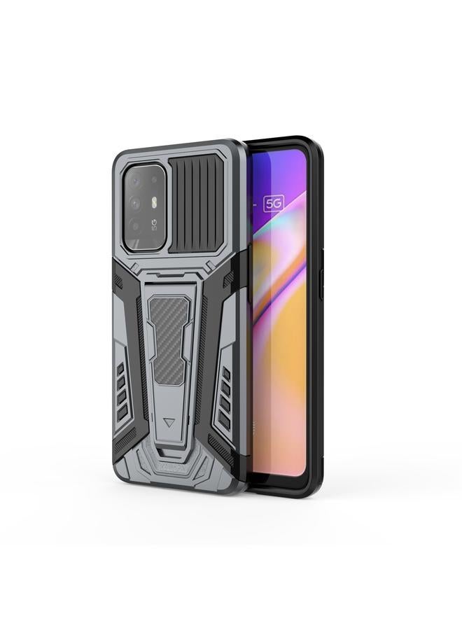 S-TOP Case For OPPO F19 Pro+ 5G War Chariot Series Armor All-inclusive Shockproof PC + TPU Protective Case with Invisible Holder - Image 1