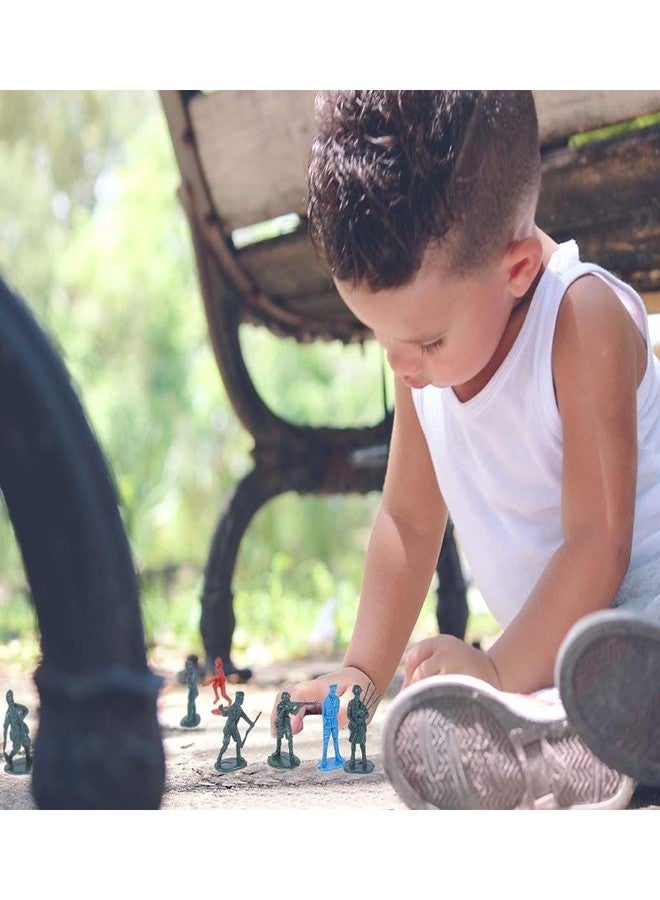 Juvale مجموعة ألعاب جنود الجيش البلاستيكية المصغرة من جوفالي - 200 قطعة مع أعلام - 4 ألوان من جنود الحرب العالمية الثانية - دلو من جنود الجيش الحرب العالمية الثانية - مجموعة معركة تعليمية وخيالية - Image 3