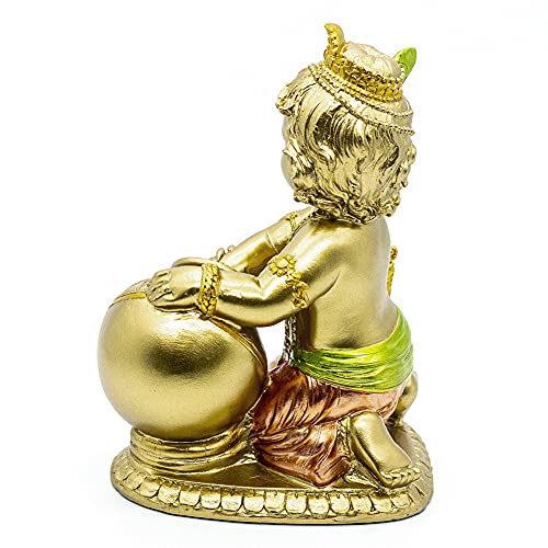 BangBangDa Exquisite Resin Hindu God Baby Krishna Statue - 7.5 Inch Krishna Murti for Home Temple Mandir Altar Shrine Diwali Festive Puja Item Home Meditation Yoga Room Shelf Spiritual Decor - Image 4