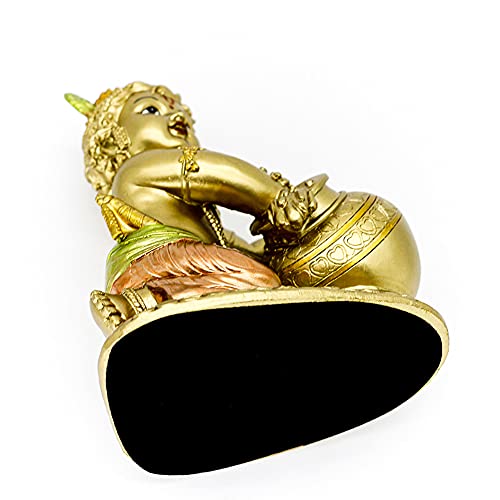 BangBangDa Exquisite Resin Hindu God Baby Krishna Statue - 7.5 Inch Krishna Murti for Home Temple Mandir Altar Shrine Diwali Festive Puja Item Home Meditation Yoga Room Shelf Spiritual Decor - Image 5