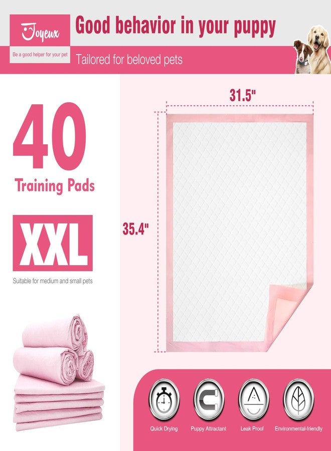 Joyeux Extra Large Puppy Pads, Super Absorbent, Ultra Leak-Proof, Quick Dry - 31.5" x 35.4" Pee Pads for Dogs - Dog Pads for Potty Training, 40 Count, Unscented, Pink, XXL - Image 4