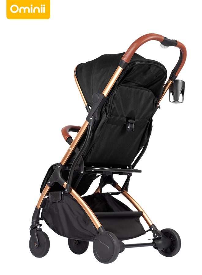 أوميني عربة أطفال خفيفة للسفر، طي بزر واحد، مناسبة للطائرة، حزام أمان خماسي، مقعد قابل للتعديل مع حامل أكواب - Image 3