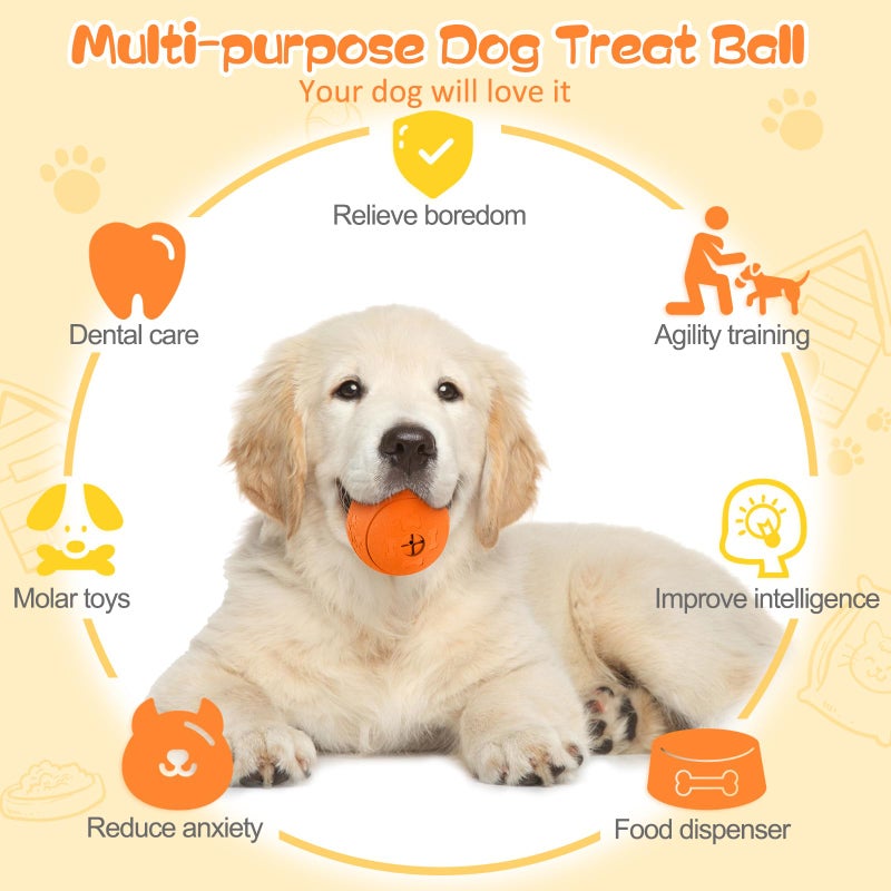 HIPPIH Dog Puzzle Toy 2 Pack, Interactive Dog Toys for Treat Dispensing, Durable Puppy Toys for Teething, Dog Treat Ball for Teeth/Slow Feeder/IQ Training/Playing, Blue-2.75â€˜â€™, Orange-3.14â€˜â€™ - Image 4