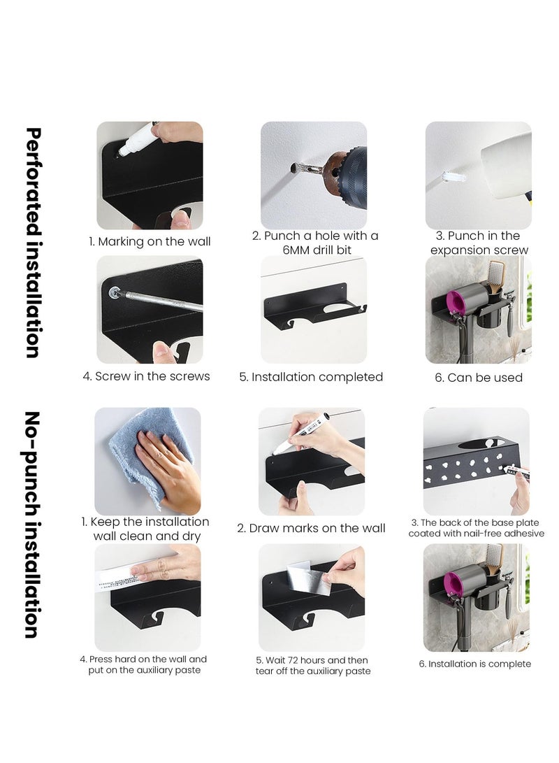 Excefore Hair dryer rack, Hair Dryer Holder Wall Mounted Blow Dryer Holder Hair Tool Organizer, Wall Mounted Electric Hair Dryer Rack, for Home Bathroom Organizer - Image 4