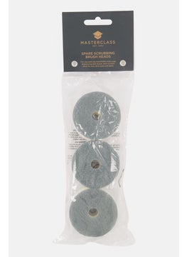 MASTERCLASS Pack of 3 Spare Scrubbing Dish Brush Heads, Grey  - Image 1