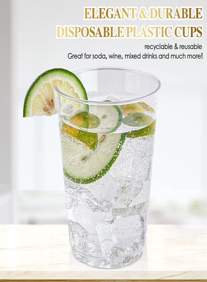 FOCUSLINE 10 oz Clear Plastic Cups, Disposable Heavy Duty Hard Plastic Cups, Reusable, 100 Count - Image 4