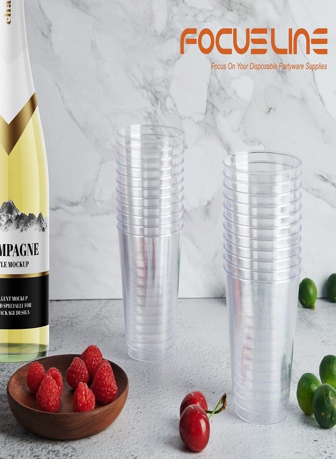 FOCUSLINE 10 oz Clear Plastic Cups, Disposable Heavy Duty Hard Plastic Cups, Reusable, 100 Count - Image 3