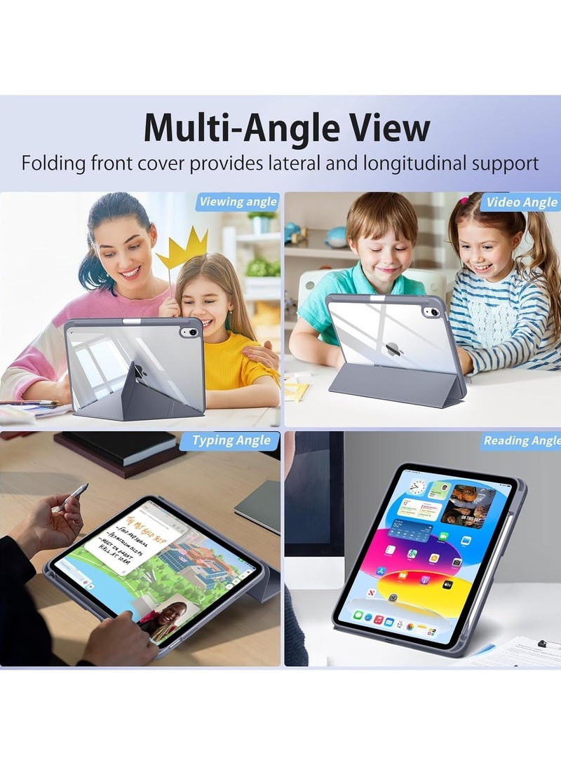 جراب لجهاز iPad (A16) الجيل الحادي عشر 11 بوصة 2025، وجراب لجهاز iPad الجيل العاشر 10.9 بوصة 2022 - غطاء واقٍ متعدد الزوايا يتضمن حاملًا للوضع الرأسي، وحاملًا للقلم، وخاصية التشغيل/الإيقاف التلقائي. - Image 4