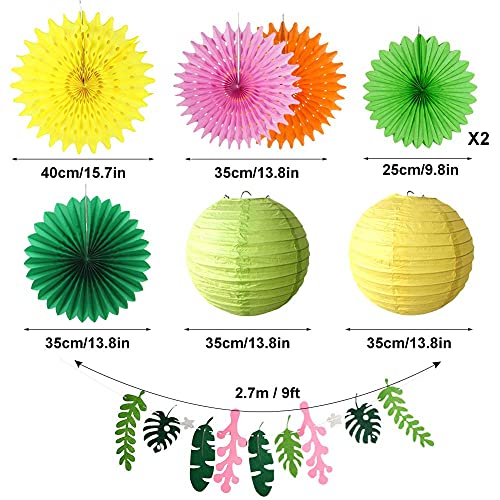 paper jazz Tropical Bird Toucan Leaf Garland Party Kit for Summer Hawaiian Luau Tiki Tropical Jungle Themed Party Decorations Luau Party Supplies Decor with Palm Leaves Paper Fan Paper Lanterns - Image 5