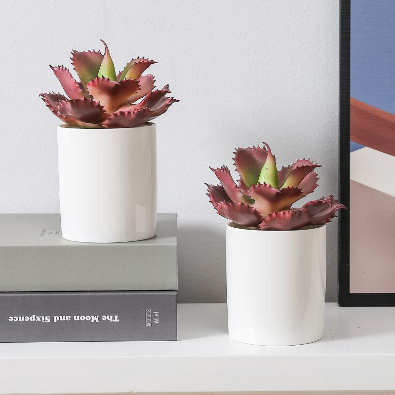 Duovlo Artificial Succulent Plant 7.08 Inch Faux Succulents Agave potatorum Flower Arrangement Craft Wall DIY Materials Pack of 2 (Dark Purple) - Image 5