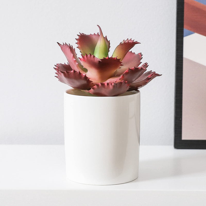 Duovlo Artificial Succulent Plant 7.08 Inch Faux Succulents Agave potatorum Flower Arrangement Craft Wall DIY Materials Pack of 2 (Dark Purple) - Image 4