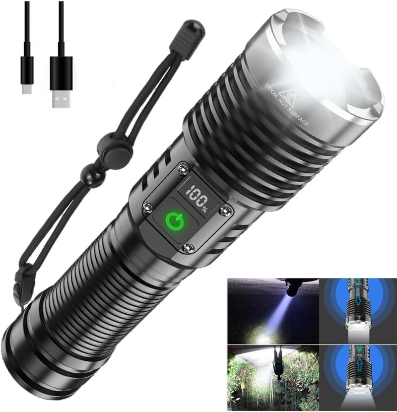 VPGS Rechargeable LED Flashlights 250000 High Lumens 5 Modes Zoomable Super Bright Flashlight Tactical Powerful IPX7 Waterproof Handheld Flash Light for Emergencies Hiking Camping - Image 1