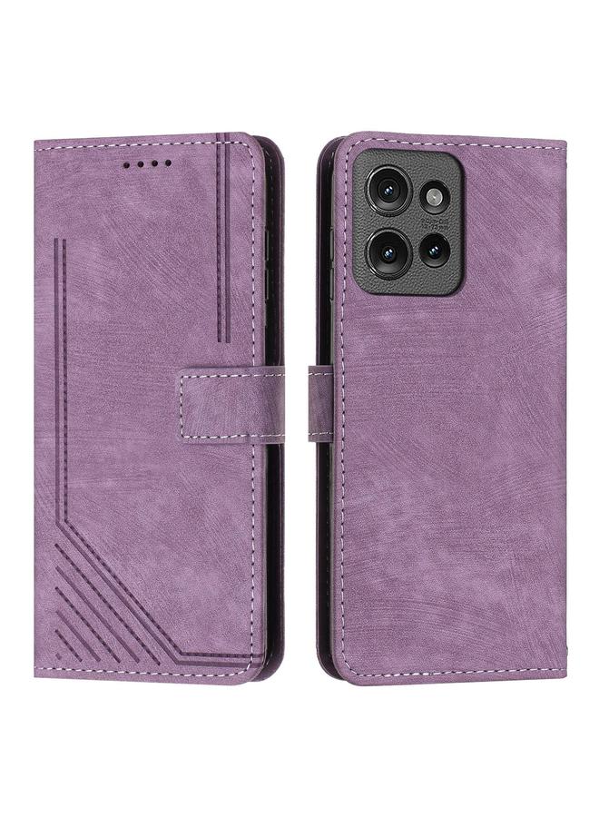 اس-توب جراب لهاتف Motorola Moto G Power / G Play 2025 جراب هاتف جلدي بنمط مخطط مع حبل تعليق - Image 1