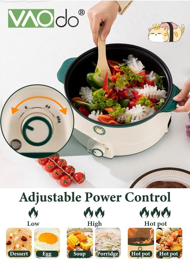 VAOdo 3L Non-Stick Electric Cooking Pot, Ver-Heating and Boil Dry Protection Pan, 3 levels for adjustment Electric Skillet, 1000W Frying Pan, Electric Saucepan for Noodles Egg Steak Oatmeal and Soup  - Image 4