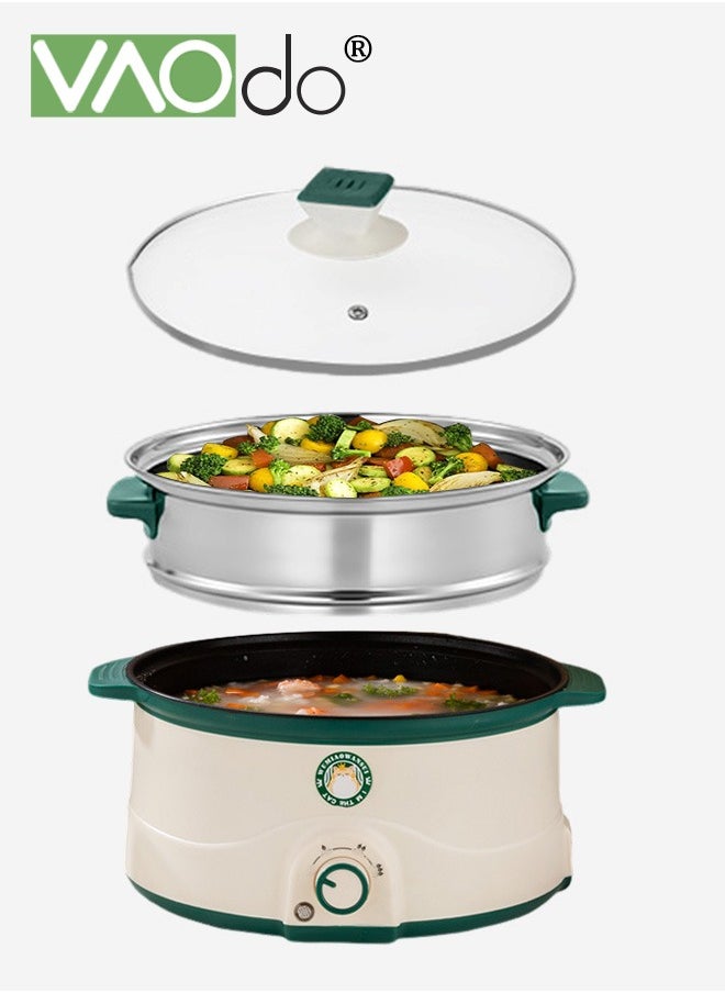 VAOdo 3L Non-Stick Electric Cooking Pot, Ver-Heating and Boil Dry Protection Pan, 3 levels for adjustment Electric Skillet, 1000W Frying Pan, Electric Saucepan for Noodles Egg Steak Oatmeal and Soup  - Image 1