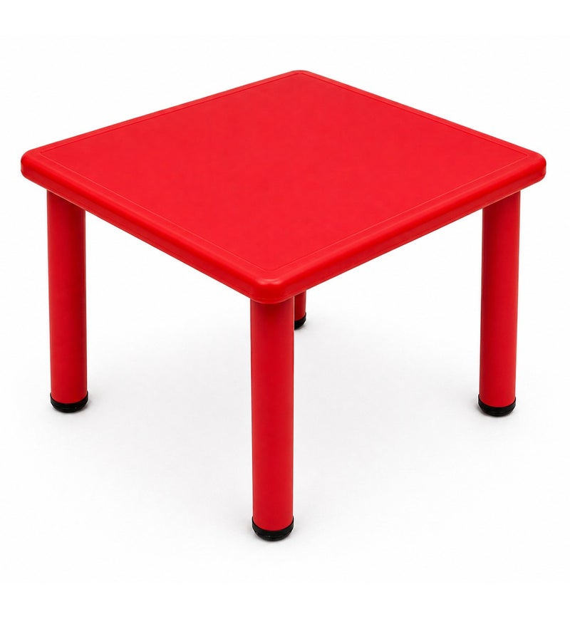 Funz Kids Square Plastic Study Table for Home or School Size 60*60cm Height Adjustable Strong & Durable, Red ( Table Only ) - Image 1