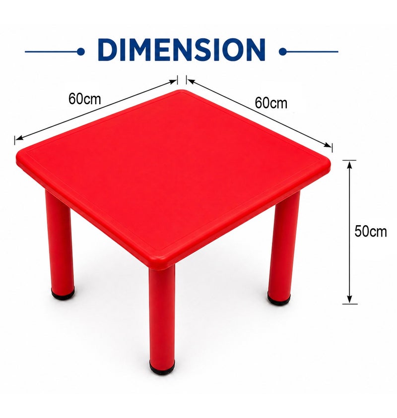 Funz Kids Square Plastic Study Table for Home or School Size 60*60cm Height Adjustable Strong & Durable, Red ( Table Only ) - Image 3
