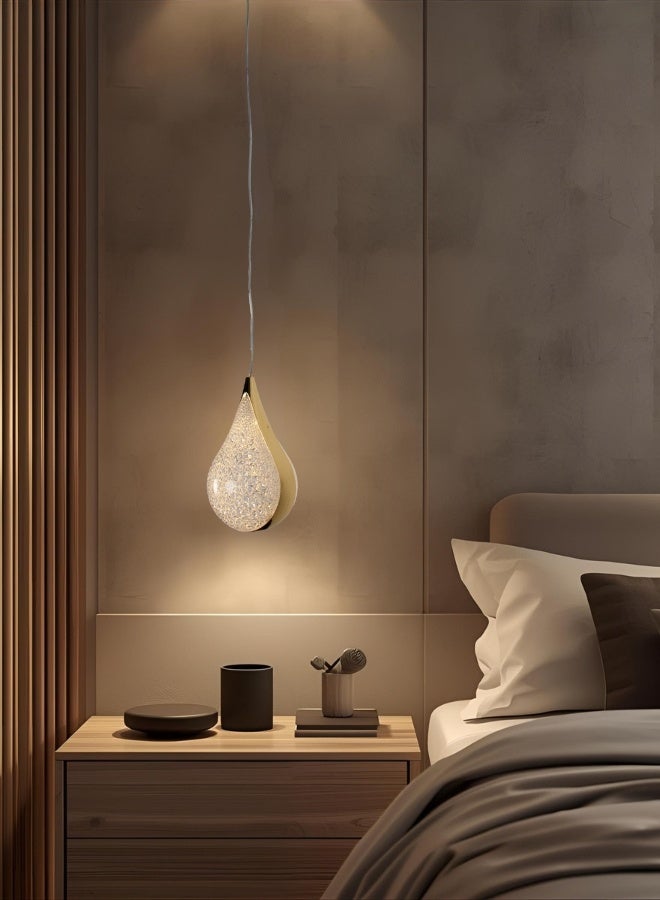 Luxury Single Pendant Light, Gold Polished Teardrop Design with Internal Crystals - Modern LED Accent Lamp - Image 2