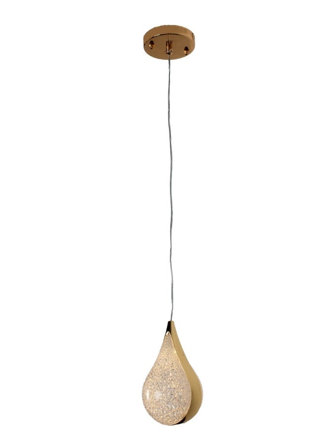 Luxury Single Pendant Light, Gold Polished Teardrop Design with Internal Crystals - Modern LED Accent Lamp - Image 4