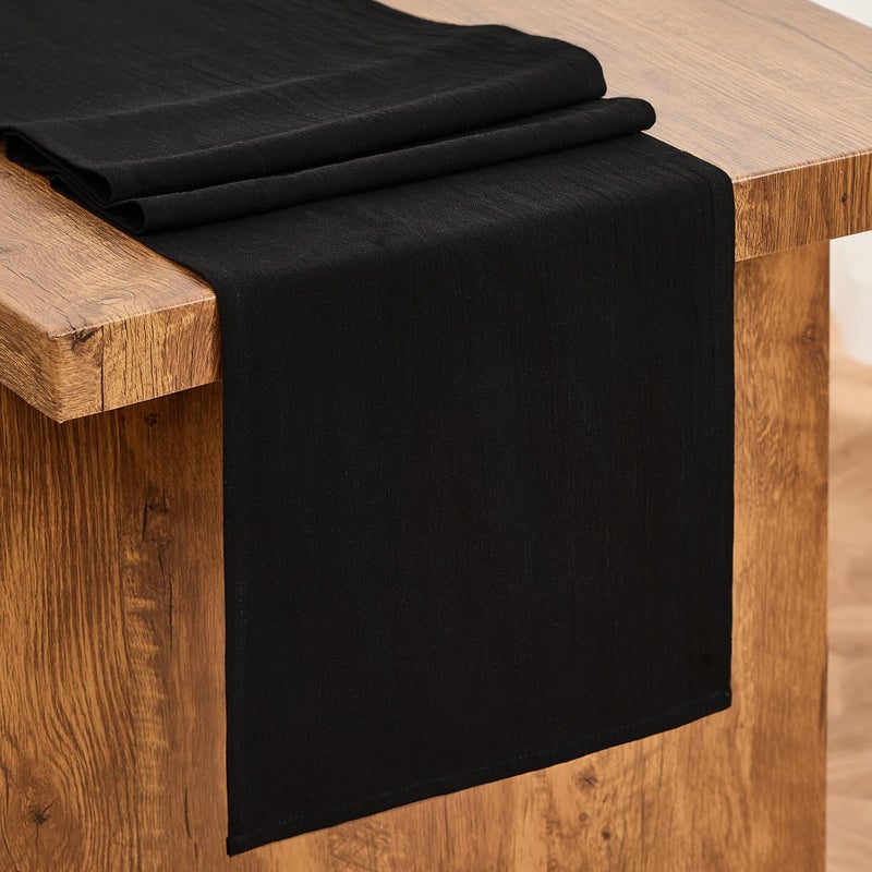 Letjolt Black Table Runner 72 Inches Long Rustic Table Runner Cotton Runner Plain Table Decor - Image 1