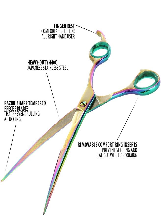 Sharf Rainbow 8.5 Inch Curved Dog Grooming Scissors - Trusted Brand - Premium Steel Professional Dog Grooming Scissors - Ergonomic Design - Image 2