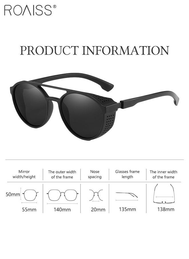 roaiss - Men's Polarized Round Sunglasses, UV400 Protection Sun Glasses with PC Frame, Fashion Anti-Glare Sun Shades for Men Driving, Fishing, Traveling, Cycling, Black Lens - Image 1
