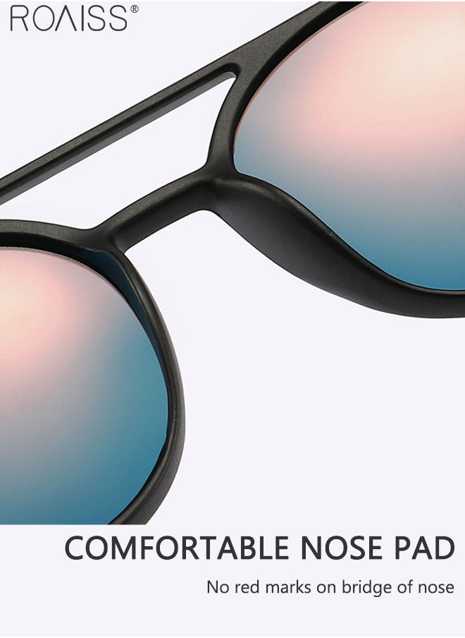 roaiss - Men's Polarized Round Sunglasses, UV400 Protection Sun Glasses with PC Frame, Fashion Anti-Glare Sun Shades for Men Driving, Fishing, Traveling, Cycling, Black Lens - Image 1