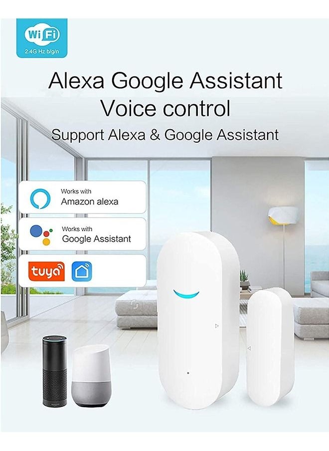 WiFi Door Window Sensor, Wireless Security Alarm Door Sensor, Tuya Smart Door Window Sensor, Compatible with Alexa Google Assistant, Home Business Security Door Open Contact Sensor