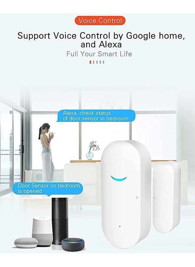 WiFi Door Window Sensor, Wireless Security Alarm Door Sensor, Tuya Smart Door Window Sensor, Compatible with Alexa Google Assistant, Home Business Security Door Open Contact Sensor