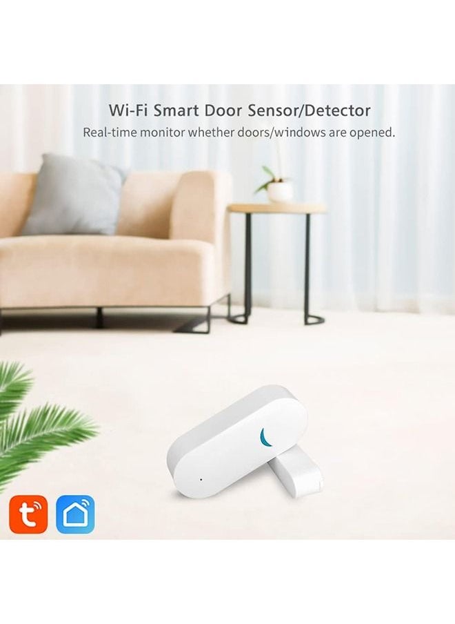 WiFi Door Window Sensor, Wireless Security Alarm Door Sensor, Tuya Smart Door Window Sensor, Compatible with Alexa Google Assistant, Home Business Security Door Open Contact Sensor
