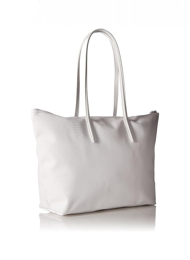 LACOSTE Women's L12.12 Concept Fashion Versatile Large Capacity Zipper Handbag Tote Bag Shoulder Bag Large White  - Image 3
