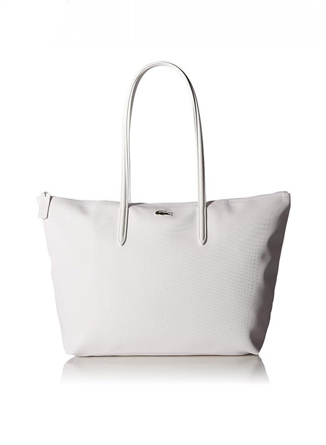 LACOSTE Women's L12.12 Concept Fashion Versatile Large Capacity Zipper Handbag Tote Bag Shoulder Bag Large White  - Image 1