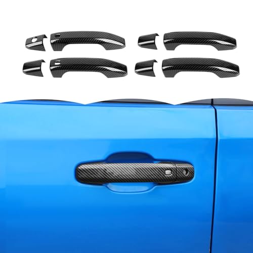 RT-TCZ RTTCZ Door Handle Cover Trim Decoration Exterior Accessories for Chevy Colorado 2023 2024for GMC Canyon 2023 2024for Chevy SilveradoGMC Sierra 20192024 Black Carbon Fiber - Image 1