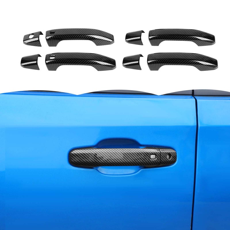 RT-TCZ RTTCZ Door Handle Cover Trim Decoration Exterior Accessories for Chevy Colorado 2023 2024for GMC Canyon 2023 2024for Chevy SilveradoGMC Sierra 20192024 Black Carbon Fiber - Image 2