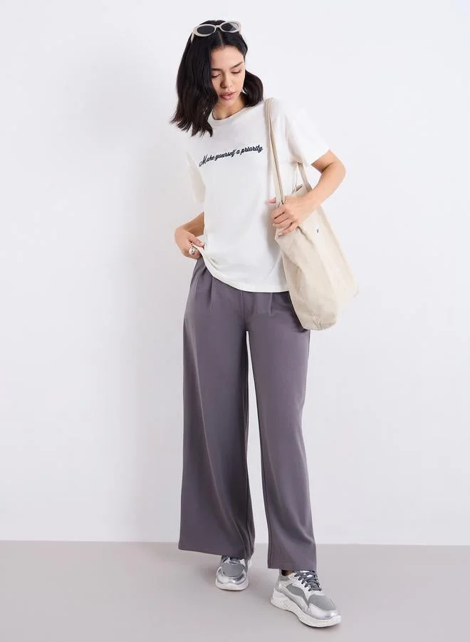 Styli Embroidered Slogan Boxy Fit T-Shirt