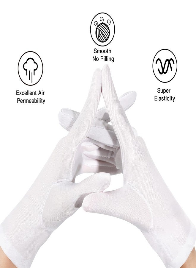 Lansian Womens White Gloves Short Satin Stretchy Gloves Wrist Length Dancing Bridal Gown for 1920s Wedding Opera Party Adult Size - Image 3