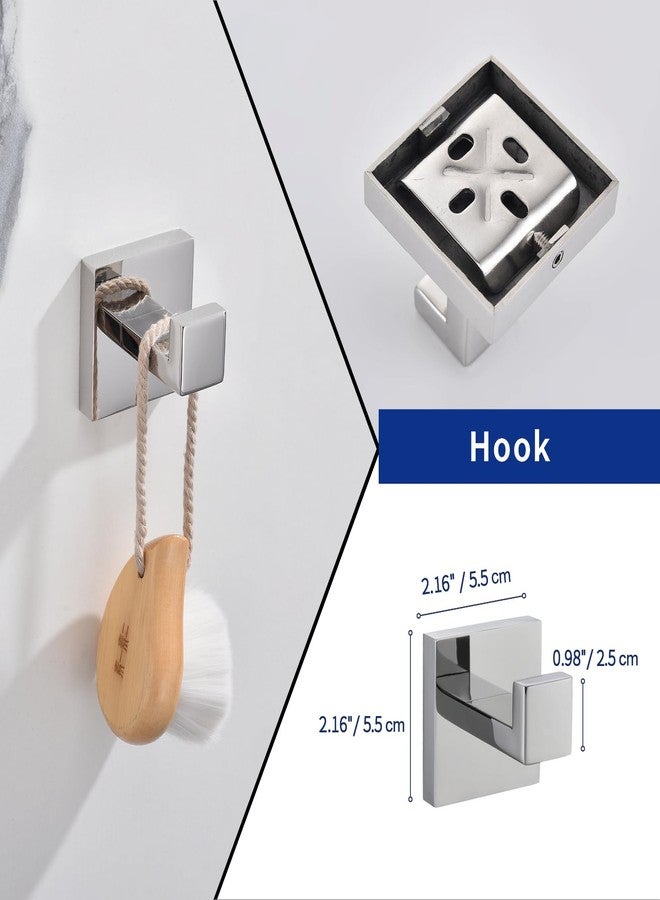 TASTOS 5-Piece Bathroom Hardware Set Wall Mounted Bathroom Accessory Set, Premium Stainless Steel Robe Hook Toilet Paper Holder 24-Inch Towel Bar (Polished) - Image 4