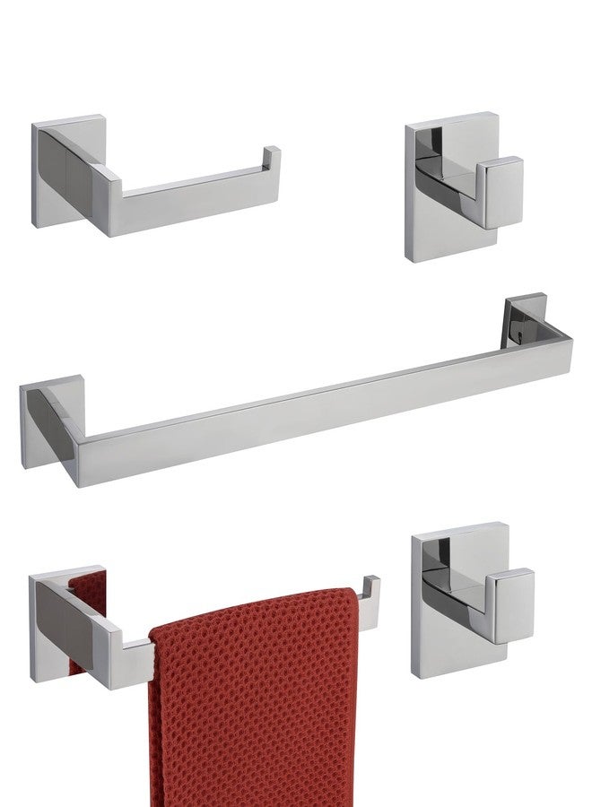 TASTOS 5-Piece Bathroom Hardware Set Wall Mounted Bathroom Accessory Set, Premium Stainless Steel Robe Hook Toilet Paper Holder 24-Inch Towel Bar (Polished) - Image 1