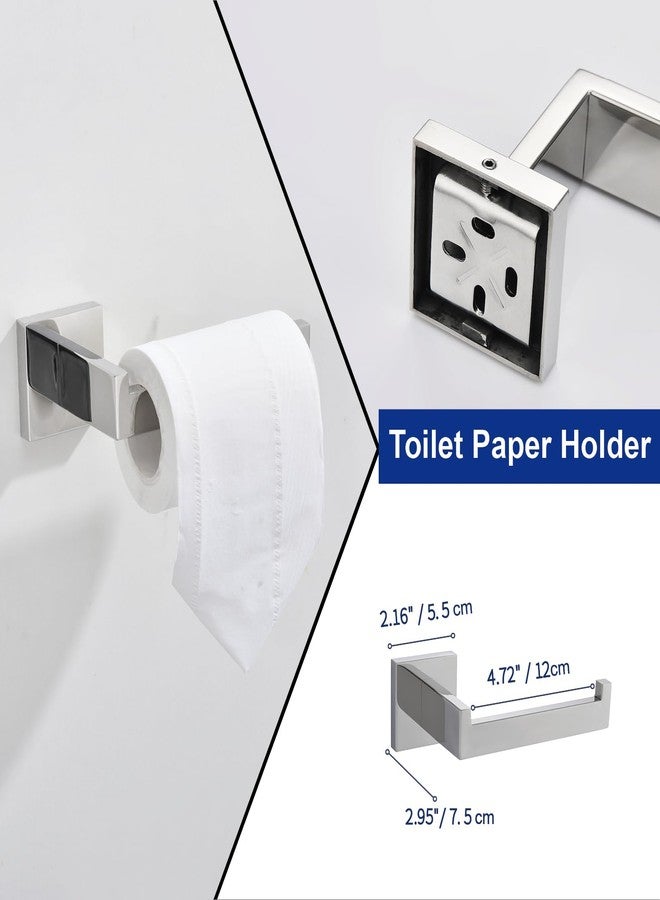 TASTOS 5-Piece Bathroom Hardware Set Wall Mounted Bathroom Accessory Set, Premium Stainless Steel Robe Hook Toilet Paper Holder 24-Inch Towel Bar (Polished) - Image 5