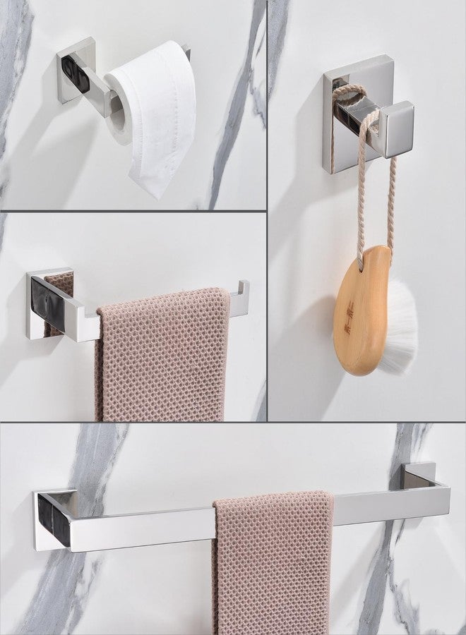 TASTOS 5-Piece Bathroom Hardware Set Wall Mounted Bathroom Accessory Set, Premium Stainless Steel Robe Hook Toilet Paper Holder 24-Inch Towel Bar (Polished) - Image 2