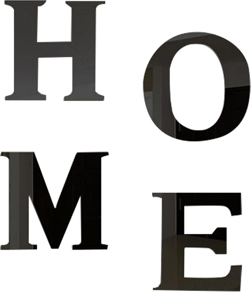 TPGP CREATCABIN 4Pcs Acrylic Mirror Home Sign Letters Wall Art Decals - Black - Image 1