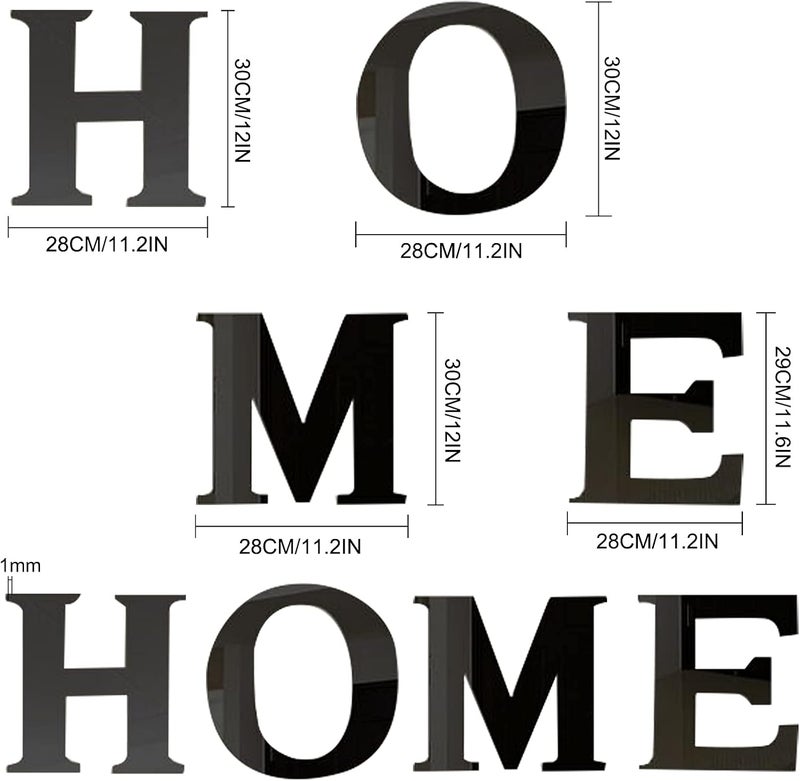 TPGP CREATCABIN 4Pcs Acrylic Mirror Home Sign Letters Wall Art Decals - Black - Image 2