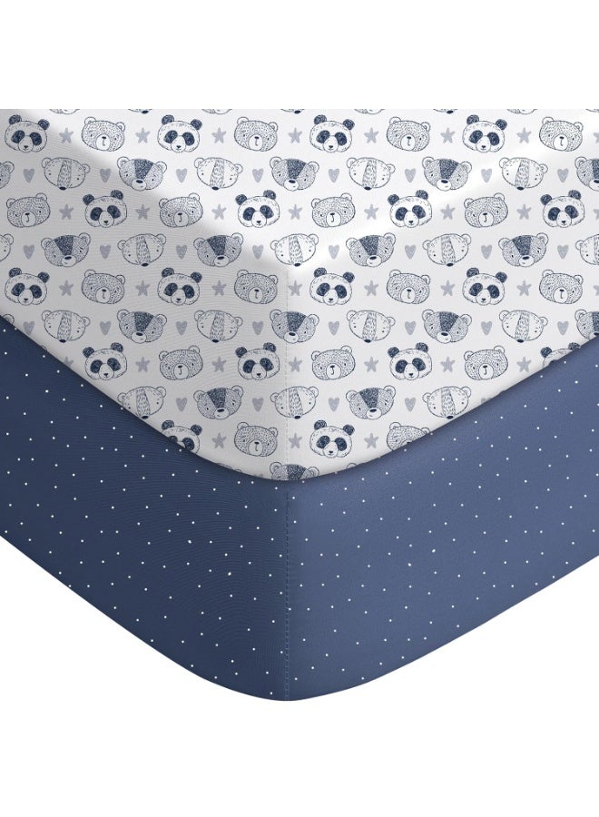 Yoofoss Baby Crib Sheets for Boys Girls, Fitted Crib Sheet 2 Pack for Standard Crib and Toddler Mattress, Super Soft Microfiber Baby Sheet 28x52x8in(Panda) - Image 1