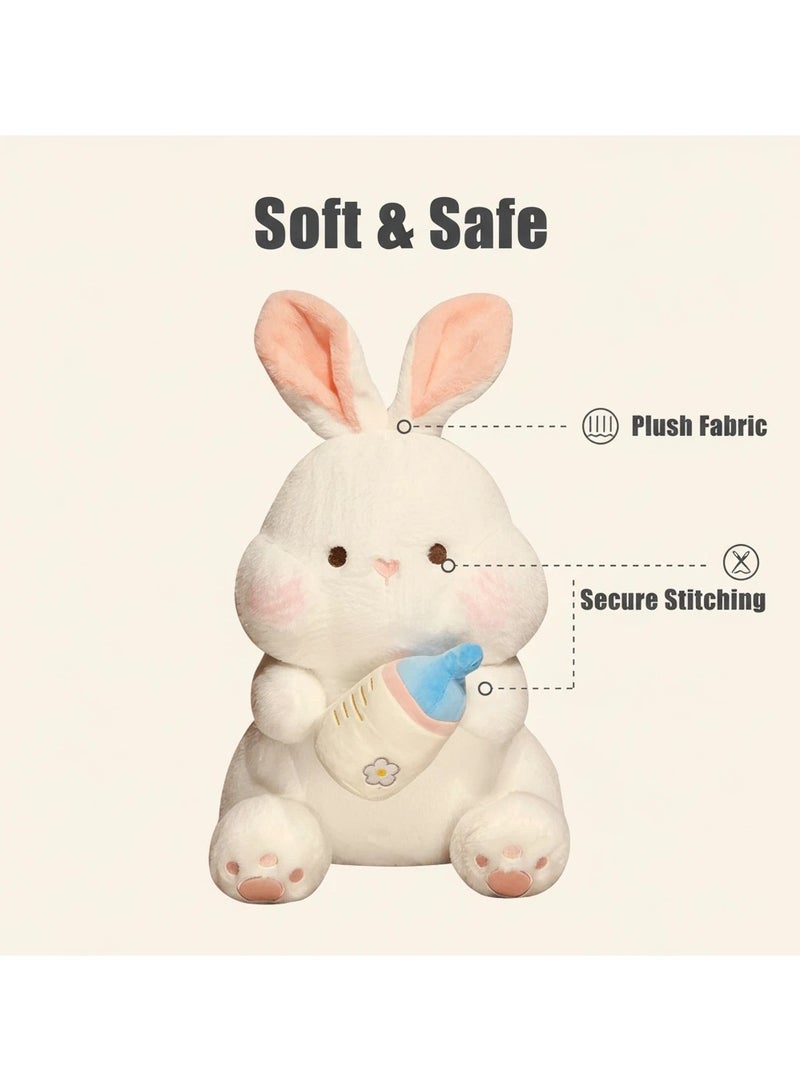 YQbest Milk Bottle Rabbit Plush Toy, Soft Fluffy Huggable Stuffed Bunny Pillow, Safe Plush Animal Doll for Kids Toddlers 1+, Cartoon Sofa Cushion, Home Bedroom Nursery Decor, Ideal Birthday Baby Shower Gift for Boys Girls - Image 5