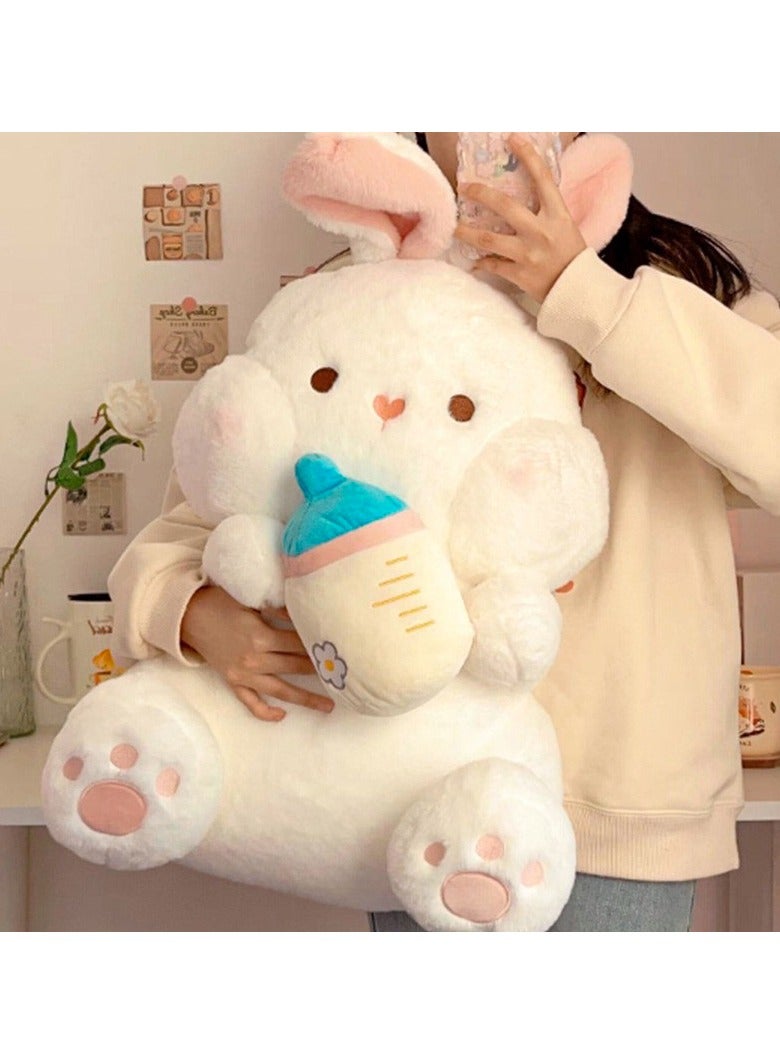 YQbest Milk Bottle Rabbit Plush Toy, Soft Fluffy Huggable Stuffed Bunny Pillow, Safe Plush Animal Doll for Kids Toddlers 1+, Cartoon Sofa Cushion, Home Bedroom Nursery Decor, Ideal Birthday Baby Shower Gift for Boys Girls - Image 1